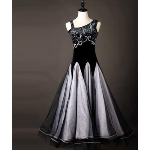 Ballroom Dance Dresses Long Sleeve foxtrot Dancing Skirt Women Stage Waltz Ballroom Dress velvet red purple black MQ024