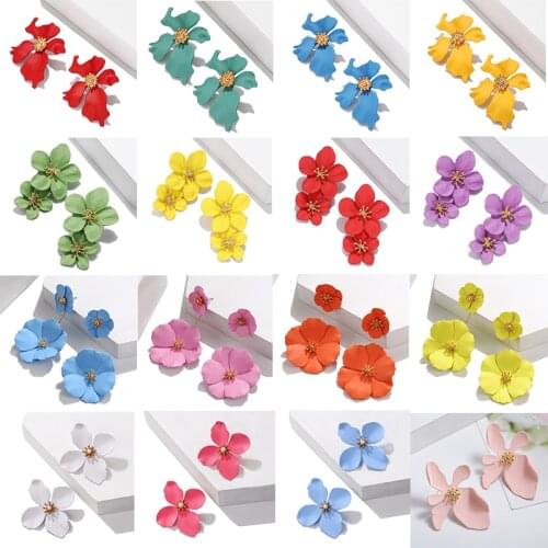 Mulite-color Big Flower Drop Dangle Earring for Women 2019 New Trendy Metal Floral Statement Pendientes Jewelry Female Gifts
