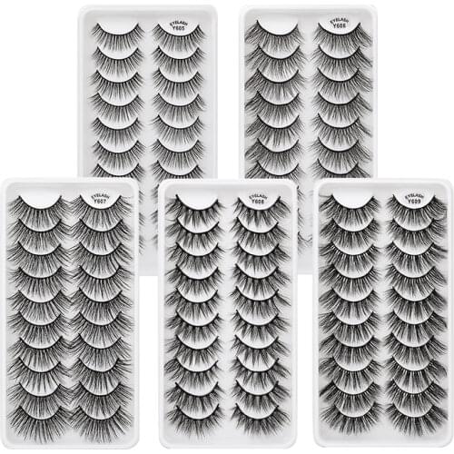 New 3 pairs mink eyelashes natural false eyelashes 3D mink lashes makeup soft fake eyelash extension hand made eye lashes #X09