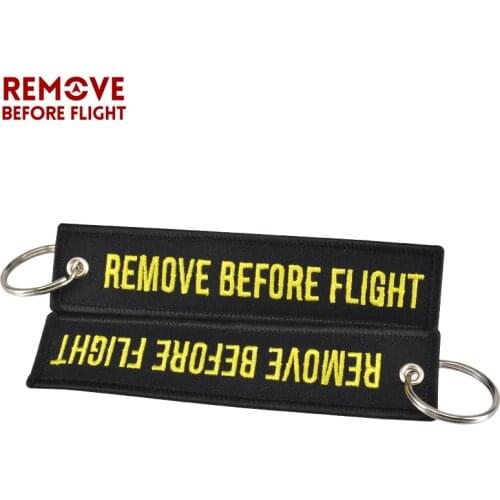 10 PCS/LOT Keychain for Motorcycles Embroidery Key Chain Key Fobs Black REMOVE BEFORE FLIGHT Keychain Safety Tag Luggage Label