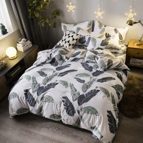 Dropshipping 2/3/4pcs King Size Bedding Sets Family Set Include Bed Sheet Duvet Cover Pillowcase Banana leaf Cartoon gift