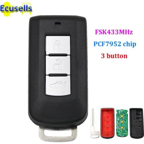 3 buttons FSK 433mhz FSK433mhz keyless entry remote key for Mitsubishi Lancer Outlander with ID46 PCF7952 chip G8D-644M uncut