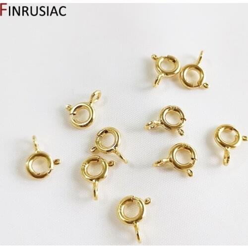 5mm/ 5.5mm Real Gold Plated S925 Silver Spring Clasps For Jewelry Making, DIY Bracelet Necklace Clasp Accessories