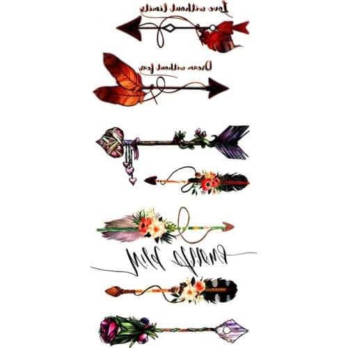 5PCS A Multi style Arrow Waterproof Temporary Tattoos Men Harajuku Henna Tattoo Stickers Maquiagem Tatoos Temporary For Women