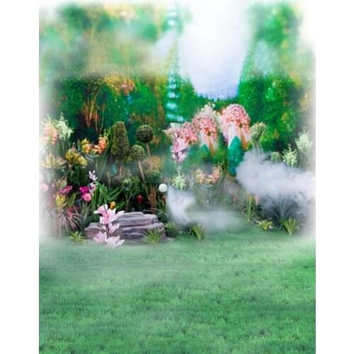 5x7ft Garden Flowers Tree Lawn Photography Backdrops Photo Props Studio Background