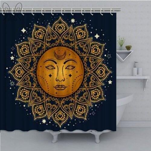 Bohemian Mandala Sun Shower Curtains Geometric Waterproof Polyester Fabric Bath Curtain Bathtub Bathing Cover Shower Sets