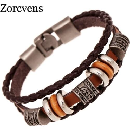ZORCVENS Punk Vintage Bracelets & Bangle Boho Multiple Layers Leather Bracelet Handmade Female Punk Jewelry for Women