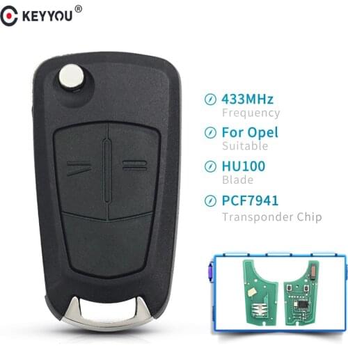 KEYYOU Flip 2 Buttons Remote 433MHz Car Key Fob For Opel Vauxhal Astra H 2004 2005 2006 2007 2008 Zafira B With PCF7941 Chip