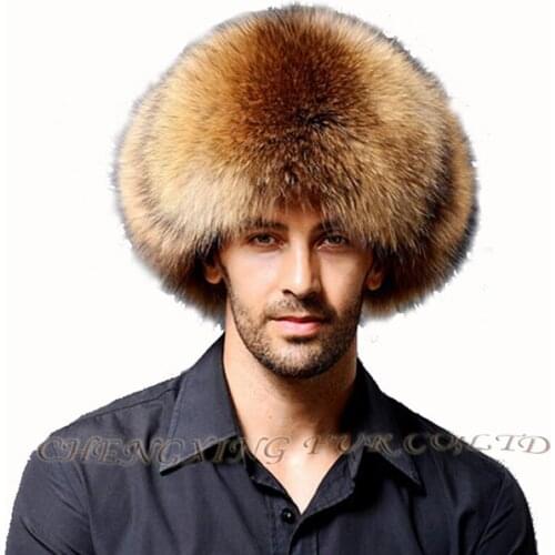 CX-C-47A Natural Colour Men Winter Genuine Raccoon Dog Fur Hats