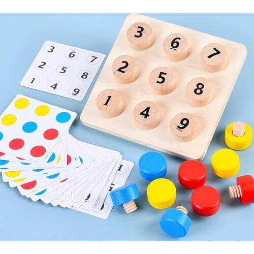Wooden Tighten The Screws Matching Challenge Table Game Montessori Color Number Cognition Pairing Puzzle Educational Toy Gifts