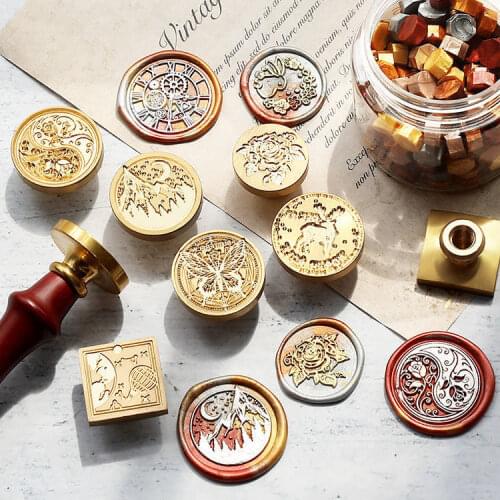 Multi-pattern aesthetic lacquer seal copper head sealing wax stamp envelope gift invitation hand account seal diy candle kit