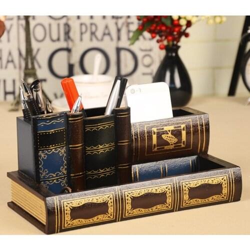 Europe Personality Multi-function Fake Book Pen Holder Storage Box Home Office Decor Interior Adornment Book Box Container