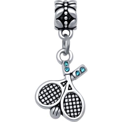 KINGS FAITH Fashion Sport Tennis Racket Charm Pendant Fit Pandora Charm Bead Bracelets DIY Jewelry Making,SPP193