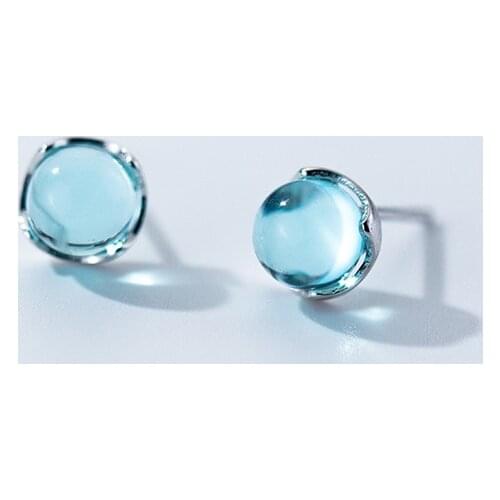 LEKANI 100% 925 Sterling Silver Earring Mermaid Bubble Tears Stud Earrings Light Blue Aurora Crystal For Women Gift Jewelry