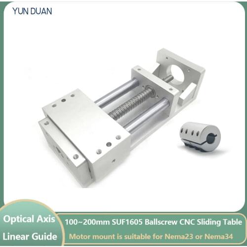 100MM 200MM Stroke CNC Linear module Sliding Table XYZ Axis Cross Slide Linear Stage SFU1605 Ball screw C7