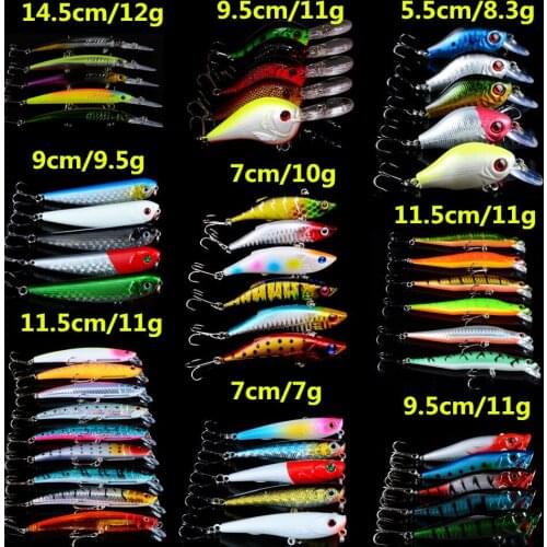 LINGYUE Mixed Models Fishing Lures 52pcs/set Fishing Wobblers Quality Lifelike Plastic Fish Tackle Jerkbait Fake Bait Wholesale