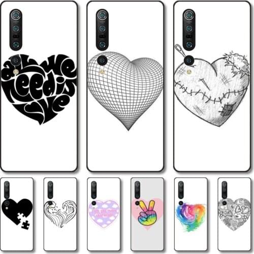 Lovely heart shape Phone Case For Xiaomi MI 11 10 9 5g Lite Ultra Pro Note S Black Shell Cover