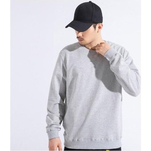Best Sale Plus Size 4XL Unisex Fashion Loose Plain Cotton Crewneck Long Sleeve Sweatshirt