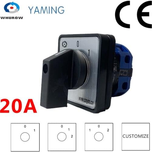LW26-20 LW28-20 YMW26-20/1 Rotary Knob Selector 20A 1 Pole One Level Multi Position 4 Terminals Changeover Cam Switch