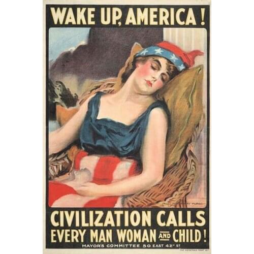 400X300 MM WAKE UP AMERICA Cilivization Calls Every Man Woman Child jumbo fridge magnet SFM-029