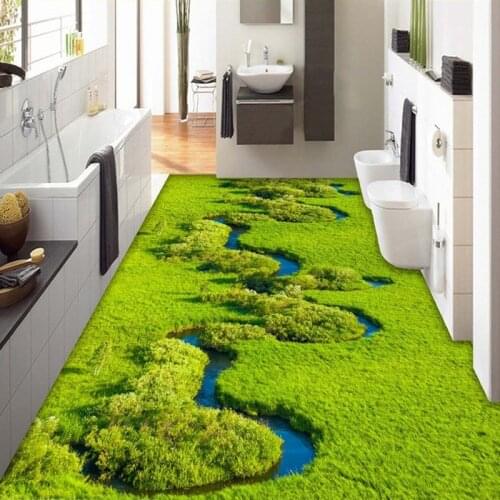 Custom Any Size 3D Floor Mural Wallpaper PVC Waterproof Self-adhesive Floor Sticker Living Room Bedroom Bathroom Floor Wallpaper