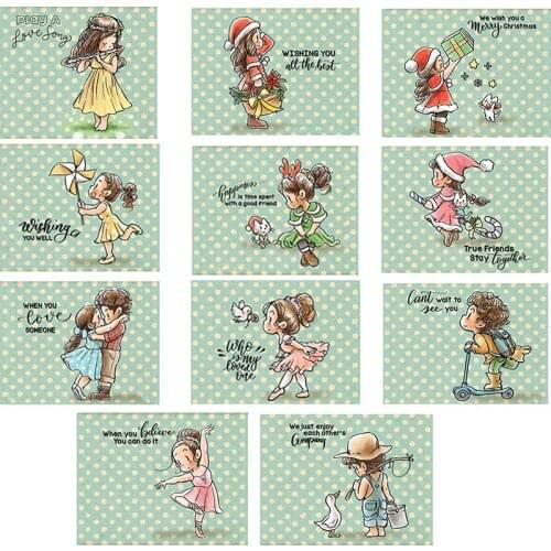 Boys Girls Characters Love Story Happiness Sentiments Stamps And Dies Set for DIY Scrapbooking Paper Cards Craft Making 2021 New