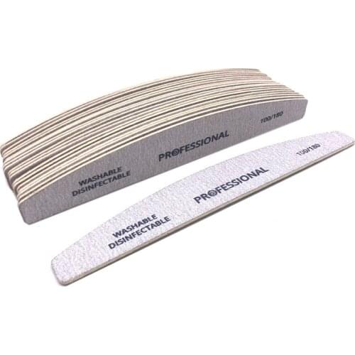 5PCS Professional Strong Sanpaper Nail File 100/180 Grit Wooden Moon Sanding Board Block Files Manicure Grey Boat Nail Care Tool
