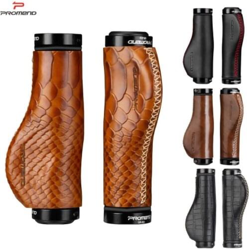 1 Pair Cattle Leather City Mountain Bike Scooter MTB Bicycle Handlebar Cover Handle Grips Cowhide Grip Non-Slip Aluminum Lock