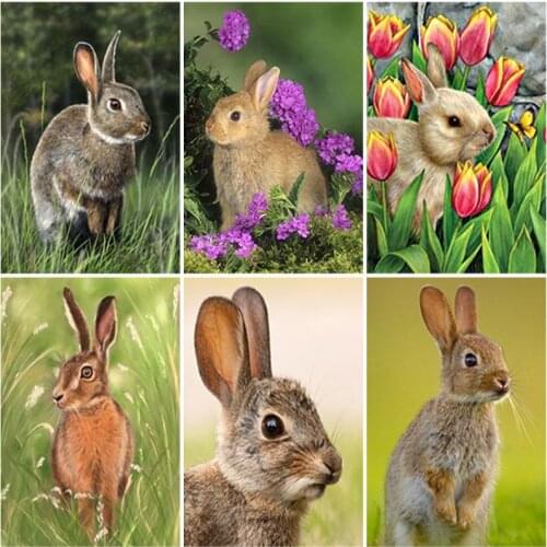 Rabbit DIY 5D Diamond Painting Full Square Drill Animal Scenic Diamond Embroidery Cross Stitch Kit Wall Art Home Decor Gift