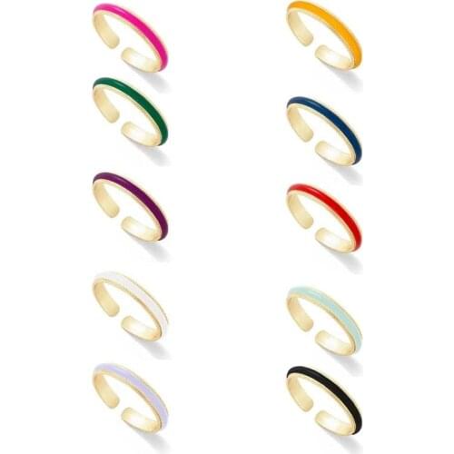 Aide 925 Sterling Silver Trendy Enamel Adjustable Rings For Women Colored Drip Oil Opening Rings Wedding Party Boho Jewelry Gift