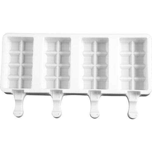 Silicone Ice Cream Mold DIY Homemade Popsicle Moulds Freezer 4 Cell Big Size Square Ice Cube Tray Popsicle Makers Baking Tools