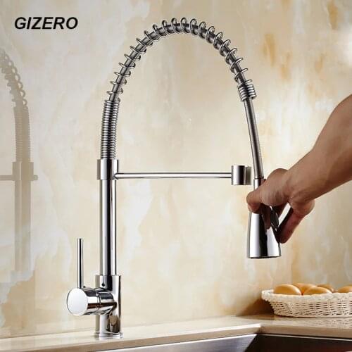 New Arrival Kitchen Pull Out Faucet 360 Swivel Chrome Brass Flexible Torneira Deck Mounted Mixer Taps ZR677