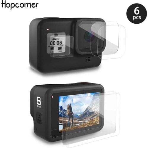 Gopro hero 8 Screen Lens Protector Tempered Glass 6PCS High Definition Ultra-thin Anti-Fingerprint Gopro hero 8 Accessories Gift