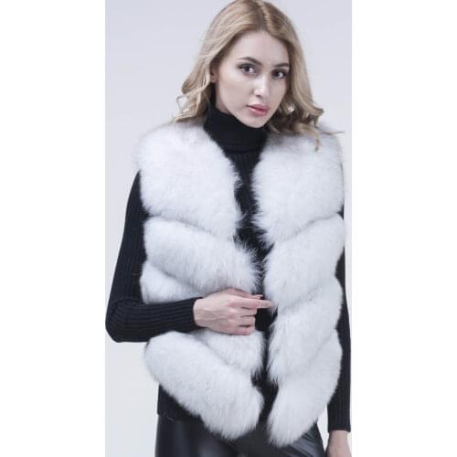 JANEFUR Natural Fox Fur Coat Real Whole Skin Fox Winter Fur Vest For Women Thick Gilet Female Overcoat