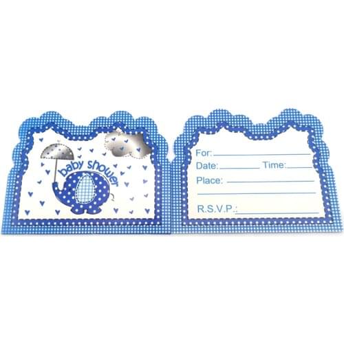 10pcs/pack Baby Shower Events Party Blue elephant Theme Invitation Cards Decoration Kids Boys Favors Birthday Party Supplies