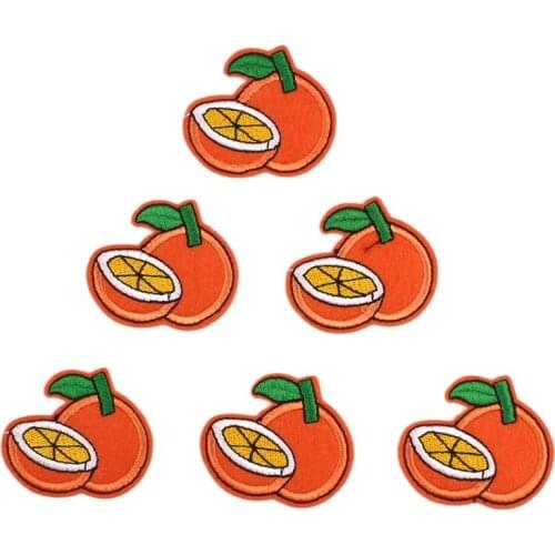 10pcs Embroidery Iron On Orange Patches Cartoon Fruits Stickers DIY Clothing Repair Appliques Garments Bags Pants Dress Badge