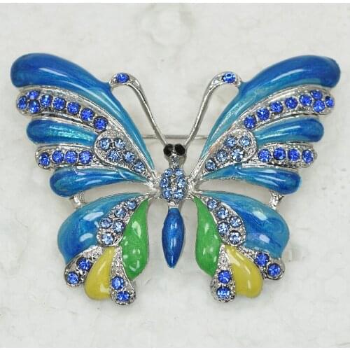 12pcs/lot Wholesale Fashion Brooch Rhinestone Enamel Butterfly Pin brooches Gift C101158