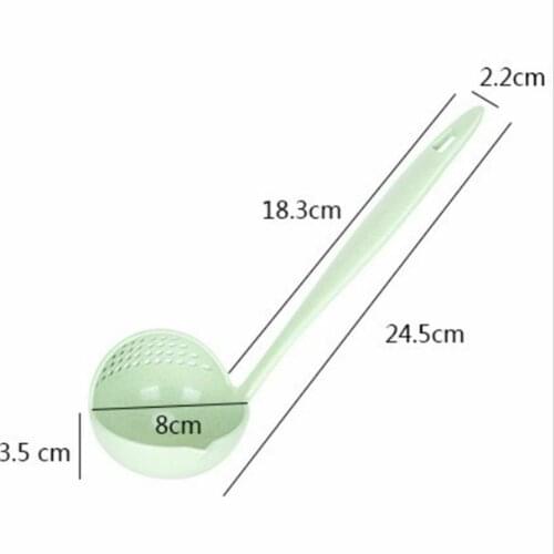 Kitchen Accessories Cooking Cookware Soup Ladle 2 In 1 Long Handle Laddle Scoop Plastic Spoon Colander Sauce Vegetable Strainer