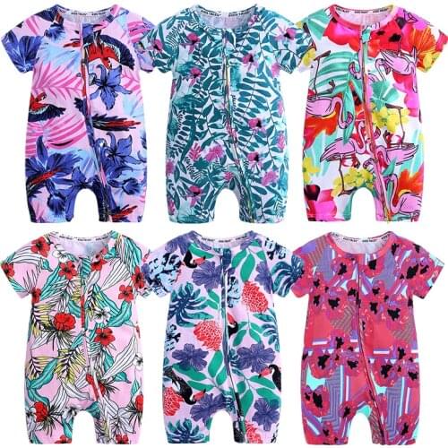 2021 New Born Baby Boys Girls Clothing Summer Thin Short Sleeved Rompers Infant Baby Cartoon Animal Jumpsuit Toddler Pajamas Out