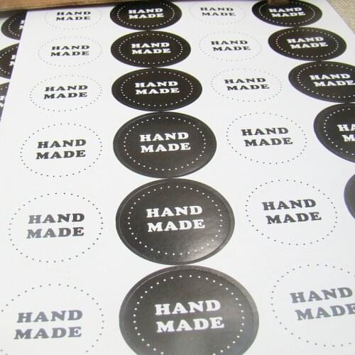 3.5cm White/black Handmade Stickers For Gift Tags, Goody Bags, Baked Goods, Soaps, Candles - Handmade Label Seal 300pcs per lot