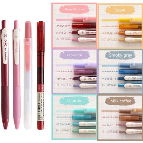 4pcs Vintage Color Gradient Pens Set, Quick Dry Gel Ink Pen and Fluorescent Highlighter Marker Drawing Paint Office School cute