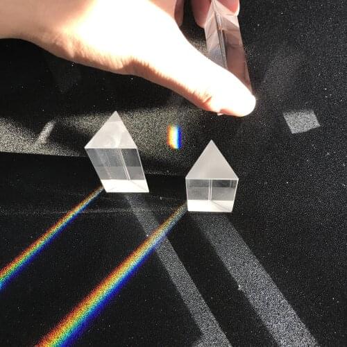 80MM Rainbow Triangular Prism Optical Prisms Glass Physics Teaching Refracted Light Spectrum Children Students Present