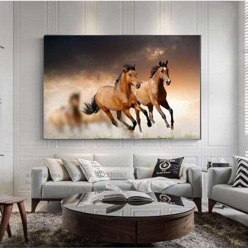 Abstract Animal Art Diligent Running Horses Canvas Art Posters and Prints Wall Pictures for Living Room Home Wall Cuadros Decor