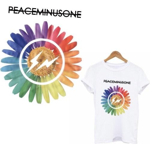 Sunflower Applique Patchese For Clothing Fashion Patch Iron On Transfer For Clothes Women T-shirt Thermo Stickers Stripe DIY