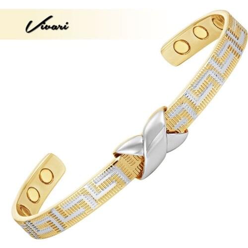 Vivari Maze Pattern 100% Pure Copper Neodymium Magnetic Women Bangle Powerful Remove Pain Men Charm Bracelets Wristband