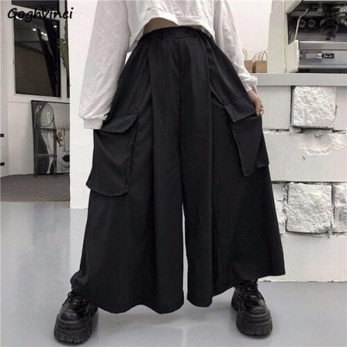 Casual Pants Women Big Pockets Loose Wide Leg Trousers Womens Harajuku BF Designer Personalized Chic Ins Trendy Bottoms Ladies