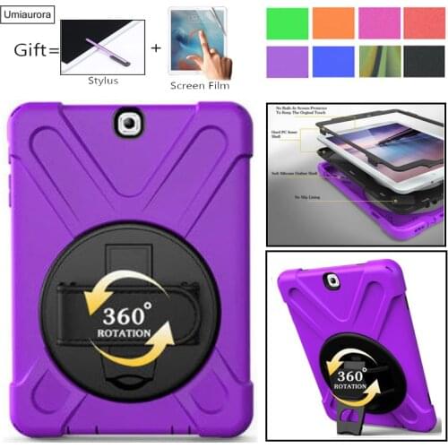 Case For Samsung Galaxy Tab S2 9.7 SM- T810 T815 T813 T819 Heavy Duty Shockproof Rotating Kickstand Protective Cover+ Hand Strap
