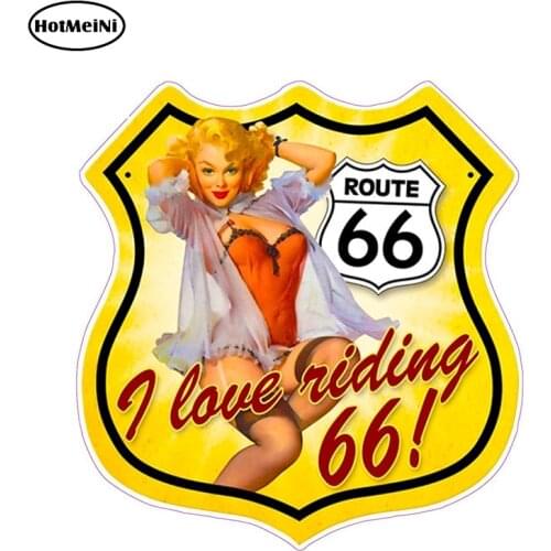 HotMeiNi 13cm X 12cm Route 66 Decal Sexy Cartoon Graphical Funny Car Styling Car Sticker Motorcycle Car Decal Accessories