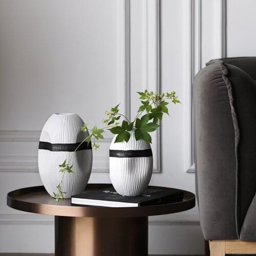Nordic Cable Ceramics Vases For Home Decoration Modern Living Room Decor Flowers Vase Office Decor Creative Desk Vase Gifts
