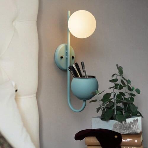 Creative warm glass ball parlor bedroom aisle decor wall sconce lighting Nordic minimalist macarons plant bedside Led wall Lamp